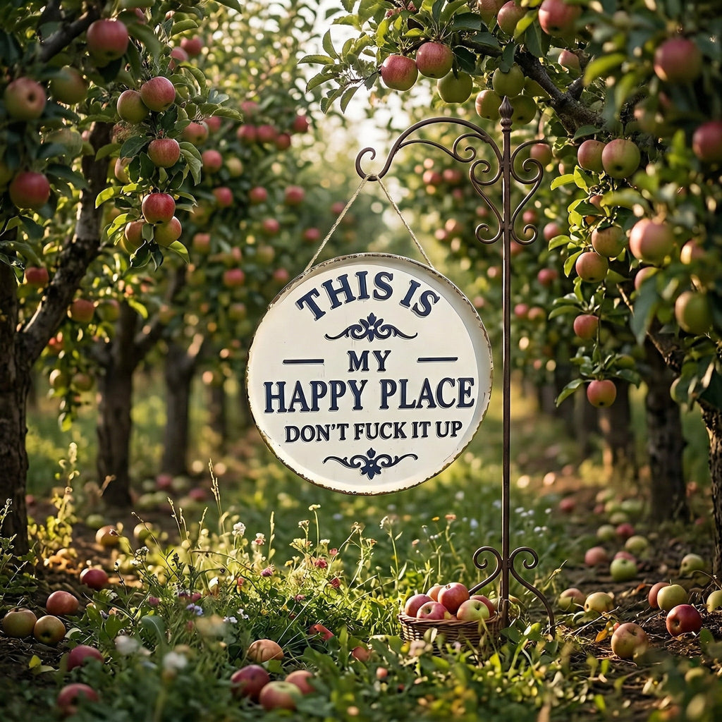 Funny Garden Metal Sign – “This Is My Happy Place Don’t F*ck It Up” Vintage Decor